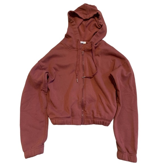 💜 Ardene Mauve Cropped Zip-Up Hoodie Sweatshirt XS - Picture 1 of 5